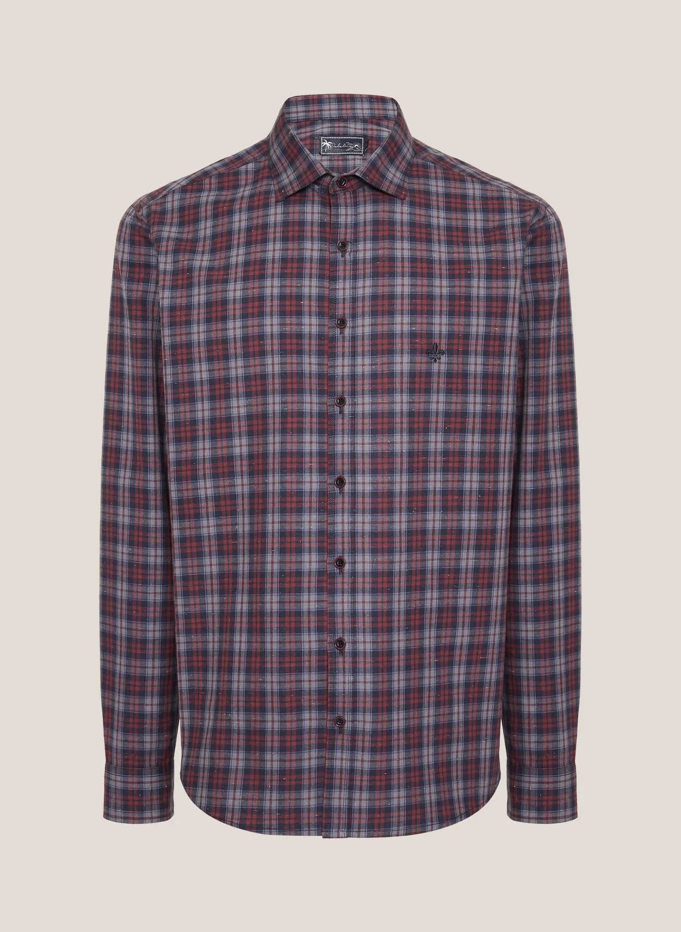 Camisa xadrez vinho e azul — frente